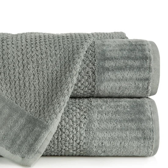 ELLA LINE Ręcznik MIKE w kolorze stalowym, bawełniany tkany w krateczkę z welurowym brzegiem - 50 x 90 cm - stalowy