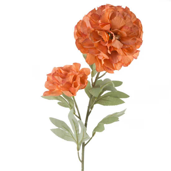Kwiat sztuczny dekoracyjny z płatkami z jedwabistej tkaniny - ∅ 12 x 77 cm - pomarańczowy