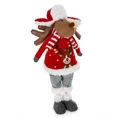 Figurka świąteczna RENIFER w zimowym stroju z miękkich tkanin - 20 x 12 x 52 cm - czerwony 3