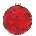 Bombka choinkowa ręcznie zdobiona ornamentowym wzorem i aplikacją z kryształków - ∅ 10 cm - czerwony 2