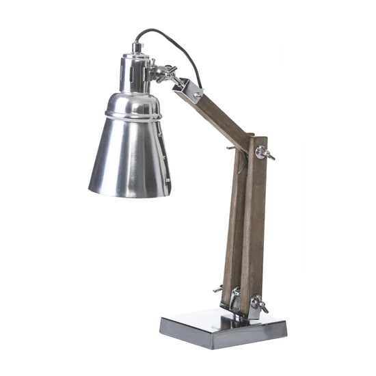 Lampka  biurkowa FELIX z drewna i metalu - 37 x 12 x 44 cm - srebrny