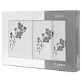Zestaw upominkowy BLOSSOM 3 szt ręczników z haftem z motywem kwiatowym w kartonowym opakowaniu na prezent - 56 x 36 x 7 cm - biały 1