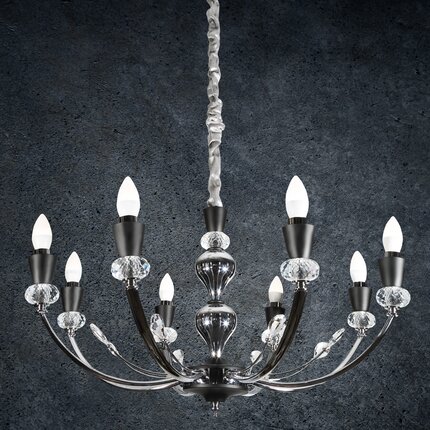 Zdjęcia - Żyrandol / lampa Lampa ośmioramienna MELBA z kryształami ∅ 71 x 120 cm srebrny,czarny