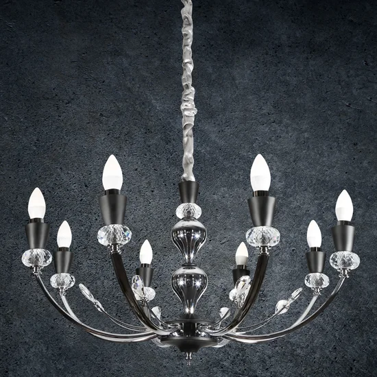 Lampa ośmioramienna MELBA z kryształami - ∅ 71 x 120 cm - srebrny