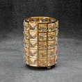 Świecznik TESA z metalu szkła i kryształków w stylu glamour, złoty - ∅ 11 x 15 cm - złoty 1