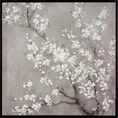 Obraz BRANCH  ręcznie malowany na płótnie kwitnąca gałąź w czarnej ramie - 60 x 60 cm - beżowy 1
