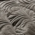 EUROFIRANY PREMIUM narzuta  z  welwetu pikowana metodą tradycyjnego szycia, wzór liści - 170 x 210 cm - ciemnobeżowy 3