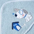 Ręcznik BABY z kapturkiem i haftowaną aplikacją z dinozaurem - 75 x 75 cm - niebieski 3