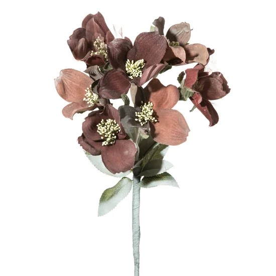 Sztuczny kwiat dekoracyjny z jedwabistej tkaniny - 80 cm - bordowy