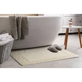 Dywanik łazienkowy NIKA z bawełny, dobrze chłonący wodę z geometrycznym wzorem wykończony błyszczącą nicią - 50 x 70 cm - kremowy 1
