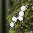 Zimowa gałązka dekoracyjna z kulkami - długość 94 cm - biały 1