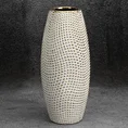 Wazon ceramiczny VERDA  z drobnym wytłaczanym wzorem - ∅ 14 x 30 cm - biały 1