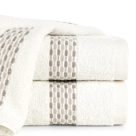 Ręcznik RIVA chłonny i wytrzymały z przeplataną bordiurą - 30 x 50 cm - kremowy