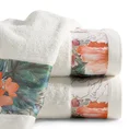 EUROFIRANY PREMIUM Ręcznik CHLOE z bordiurą z kwiatowym nadrukiem - 70 x 140 cm - kremowy 1
