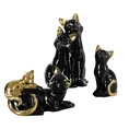 Kotki - figurka ceramiczna czarno-złota - 14 x 11 x 22 cm - czarny 2