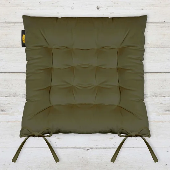 Dwustronna welwetowa poduszka siedziskowa na krzesło z szesnastoma pikowaniami, gramatura 260 g/m2 - 40 x 40 x 6 cm - jasnobrązowy