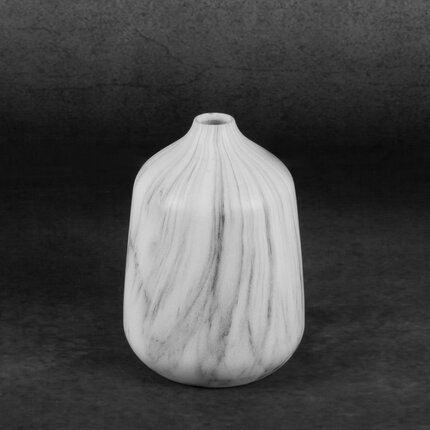 Wazon NIKOL o marmurowej strukturze z naturalnego dolomitu 15 x 15 x 33 cm kremowy,stalowy