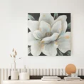 Obraz MAGNOLIA ręcznie malowany na płótnie kwiat magnolii z błyszczącymi kryształkami i złotymi refleksami - 60 x 60 cm - czarny 3