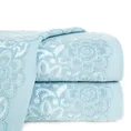 Ręcznik z żakardowym motywem roślinnym - 70 x 140 cm - niebieski 1
