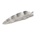 Patera metalowa SARA srebrny liść z wytłoczeniami - 45 x 16 x 3 cm - srebrny 1