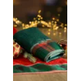 Ręcznik świąteczny STAR  01 bawełniany z żakardową bordiurą w kratkę i haftem ze śnieżynkami - 70 x 140 cm - butelkowy zielony 4