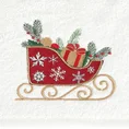 Ręcznik świąteczny SANTA 24 bawełniany z haftem z saneczkami - 70 x 140 cm - biały 2