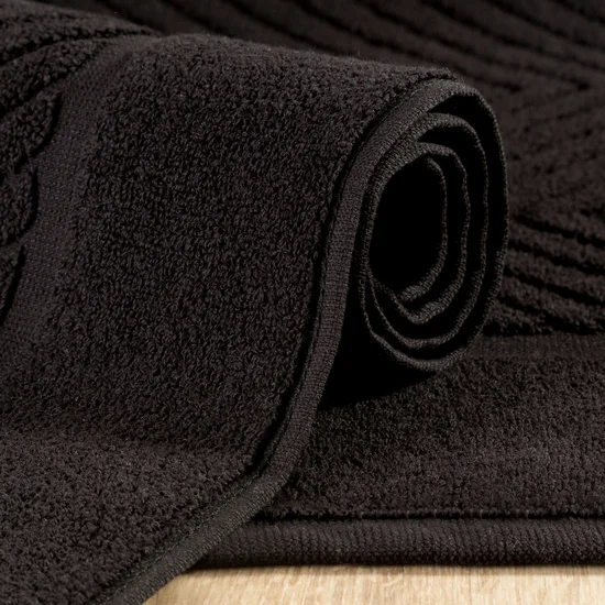 REINA LINE Dywanik łazienkowy z bawełny frotte zdobiony wzorem w zygzaki - 50 x 70 cm - czarny