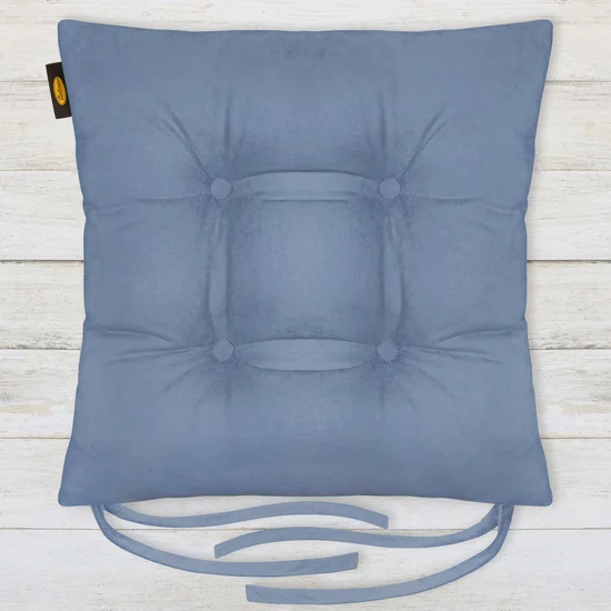 ADORE dwustronna welurowa poduszka siedziskowa na krzesło z czterema pikowaniami, gramatura 195 g/m2 - 40x40x8 cm - niebieski
