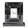 Dekoracyjny zegar stojący ze szkła i drobnych kryształków - 30 x 3 x 30 cm - srebrny 1