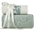 Komplet ręczników ALIA z roślinnym wzorem - 37 x 25 x 10 cm - miętowy 8