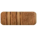 EUROFIRANY PREMIUM Ręcznik MILA  z włókien bambusowych z  bordiurą tkaną w ozdobne pasy 3D - 70 x 140 cm - brązowy 3