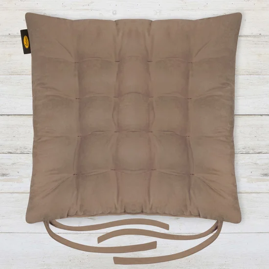 ADORE dwustronna welurowa poduszka siedziskowa na krzesło z szesnastoma pikowaniami - 40 x 40 x 6 cm - brązowy