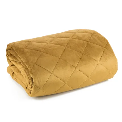 Narzuta KRISTIN 1 z miękkiego błyszczącego welwetu pikowana metodą hot press w geometryczny wzór Narzuta KRISTIN 1 z miękkiego błyszczącego welwetu pikowana metodą hot press w geometryczny wzór - 220 x 240 cm