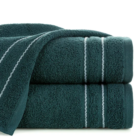 Ręcznik EMINA bawełniany z bordiurą podkreśloną klasycznymi paskami - 50 x 90 cm - turkusowy