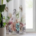 Dekoracja okienna NIKOLA z delikatnego tiulu z nadrukiem egzotycznych kwiatów i liści - 140 x 250 cm - biały 1