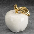 JABŁKO- figurka ceramiczna DARLA ze złotym akcentem - 12 x 12 x 14 cm - kremowy 1