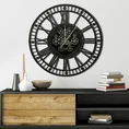 Dekoracyjny zegar ścienny w stylu industrialnym z metalu z ruchomymi kołami zębatymi - 90 x 8 x 90 cm - czarny 3