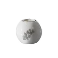 Świecznik ceramiczny z nadrukiem ażurowej srebrnej gałązki - ∅ 9 x 8 cm - biały 1