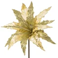 Świąteczny kwiat dekoracyjny z dwóch rodzajów błyszczących tkanin - 32 cm - złoty 2