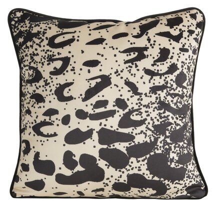 EWA MINGE Poszewka MING 14 B z luksusowego welwetu z designerskim nadrukiem i wypustką na brzegach 45 x 45 cm czarny,beżowy