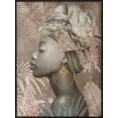 Obraz ETNO 2 ręcznie malowany na płótnie egzotyczny portret kobiety, w czarnej ramie - 60 x 80 cm - brązowy 1