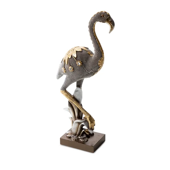 Flaming figurka ceramiczna srebrno-złota - 16 x 8 x 35 cm - srebrny