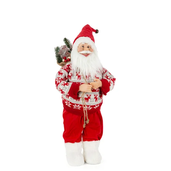 Mikołaj - figurka świąteczna  z workiem prezentów - 33 x 20 x 60 cm - czerwony