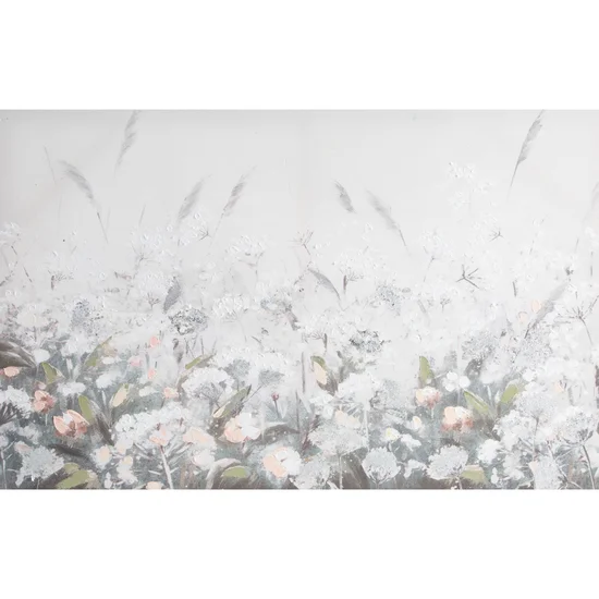 Obraz HERBS ręcznie malowana na płótnie widok letniej łąki ze srebrnymi akcentami - 60 x 90 cm - popielaty