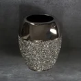 Wazon ceramiczny PALMERA zdobiony drobnymi kryształkami, w stylu glamour - 14 x 9 x 20 cm - srebrny 1