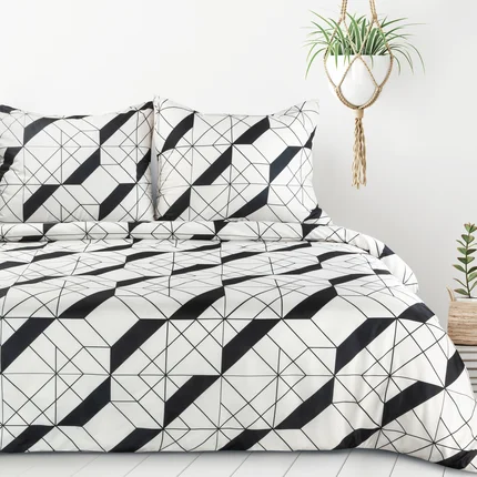 DESIGN 91 Komplet pościeli GEO 02 z mikrowłókna z nadrukiem geometrycznym DESIGN 91 Komplet pościeli GEO 02 z mikrowłókna z nadrukiem geometrycznym - 140 x 200 cm
