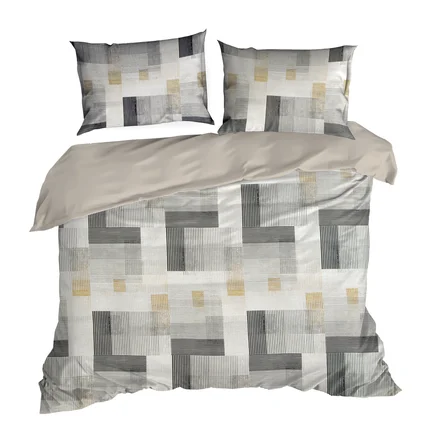 DESIGN 91 Komplet pościeli LEA 06 z satynowym splotem i geometrycznym nadrukiem DESIGN 91 Komplet pościeli LEA 06 z satynowym splotem i geometrycznym nadrukiem - 220 x 200 cm