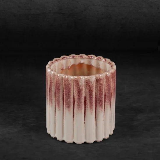 Osłonka ceramiczna na donicę EVITA z efektem ombre - ∅ 15 x 15 cm - kremowy