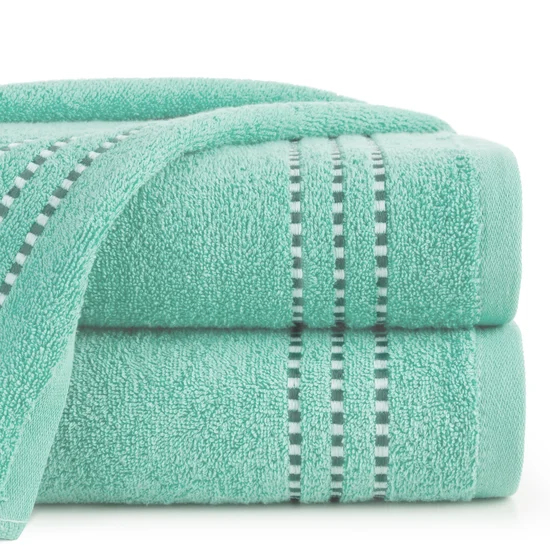 Ręcznik bawełniany FIORE z ozdobnym stebnowaniem - 50 x 90 cm - miętowy
