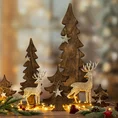 Figurka świąteczna drewniana choinka  z srebrnym jelonkiem - 14 x 5 x 40 cm - brązowy 2